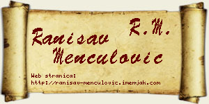 Ranisav Menčulović vizit kartica